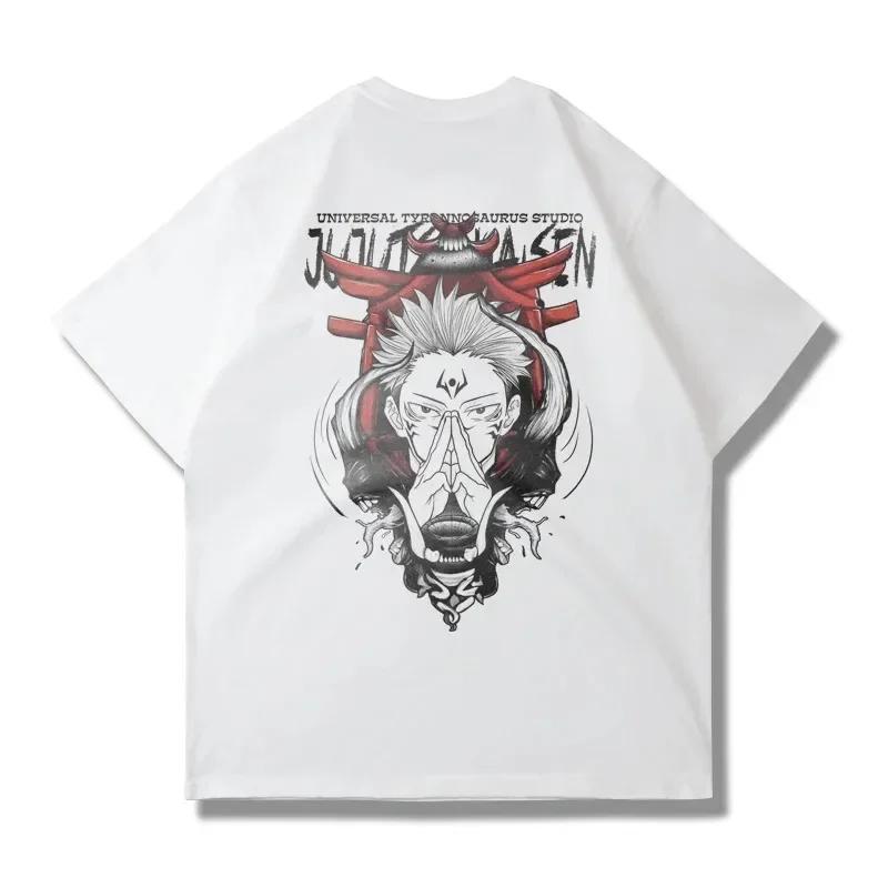 Harajuku Y2k Top Vintage Oversize Хлопковая футболка Японское аниме Дзюдзюцу Кайсен Рёмен Сукуна Принт Короткие рукава Футболки 2024