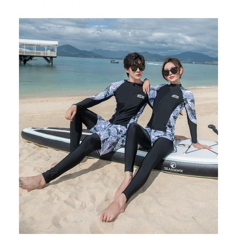 Unisex Long Sleeve Full Coverage Rash Guard Set Swimming Snorkeling Water Sports UV Protection