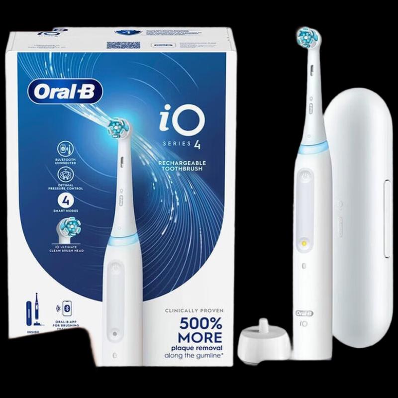 Перезаряжаемая электрическая зубная щетка Oral-B iO Series 4 Белая с китайской вилкой (адаптер в комплекте)