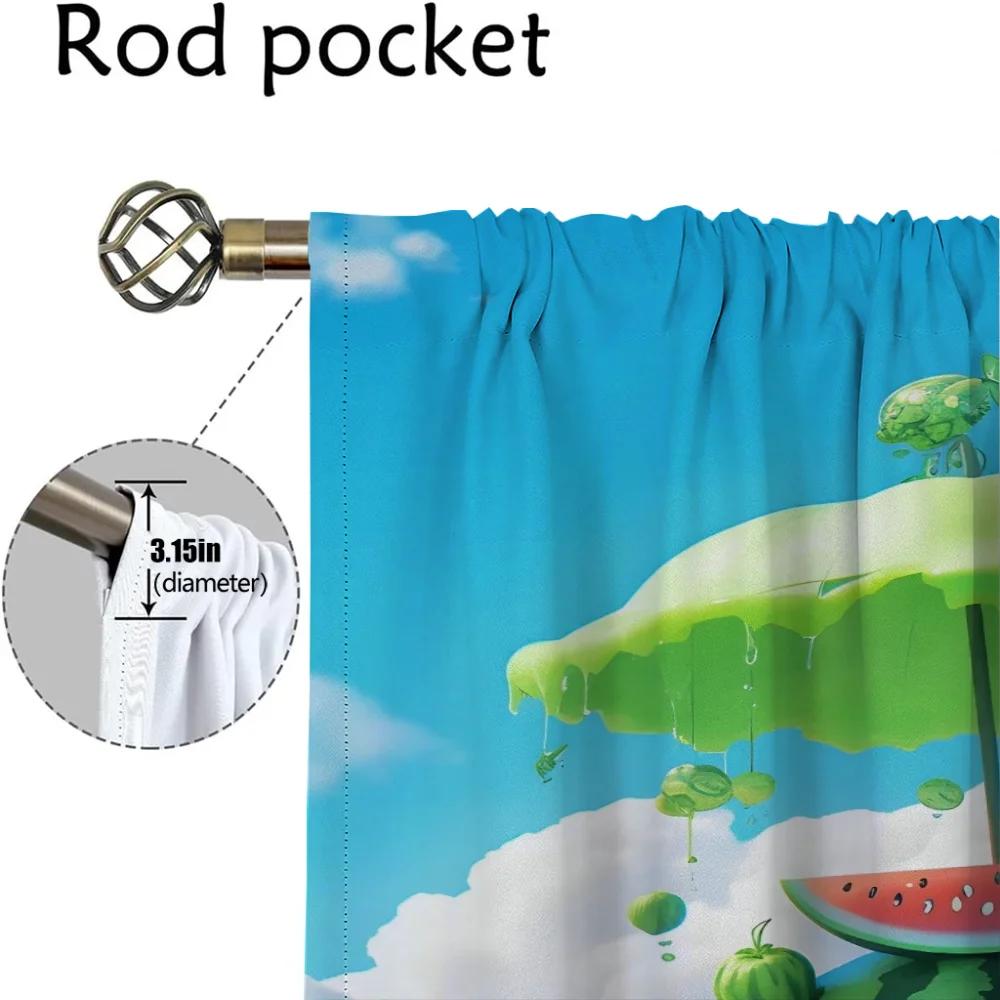 Watermelon Flavor of Summer Shades Anti-mosquito Curtains for Living Room Home Interior Curtains 2 Pieces Partition Curtain