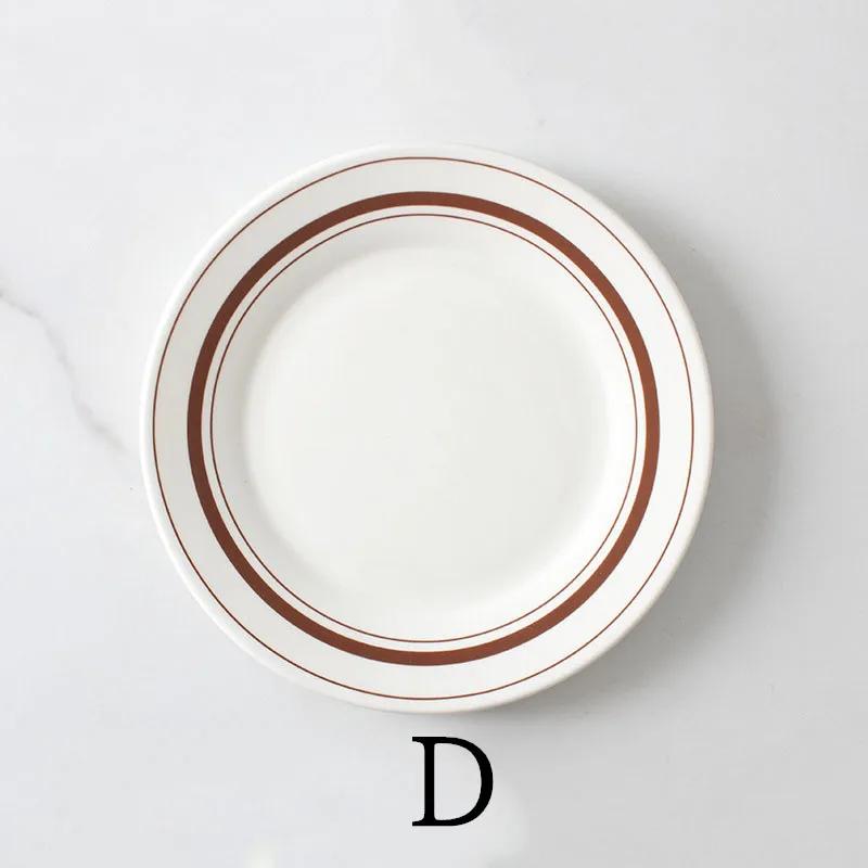8-дюймовые керамические плоские тарелки, бытовые тарелки для завтрака, десерта, салата, стейка, обеденная тарелка, сервировочные блюда для кофейни