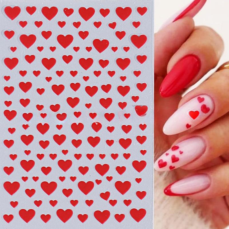 3D Black White Red Heart Villain Valentine'S Day Nail Art Stickers Nail Diy Colorful Nail Decals Nail Art Accessories