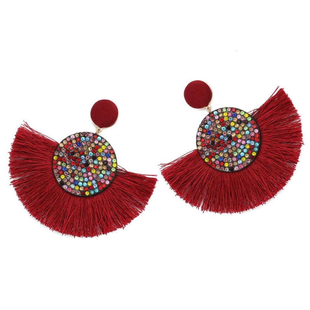 Circular Tassel Earrings Charm Geometric Fringe Earrings Fashion Big Earrings  Valentine's Day