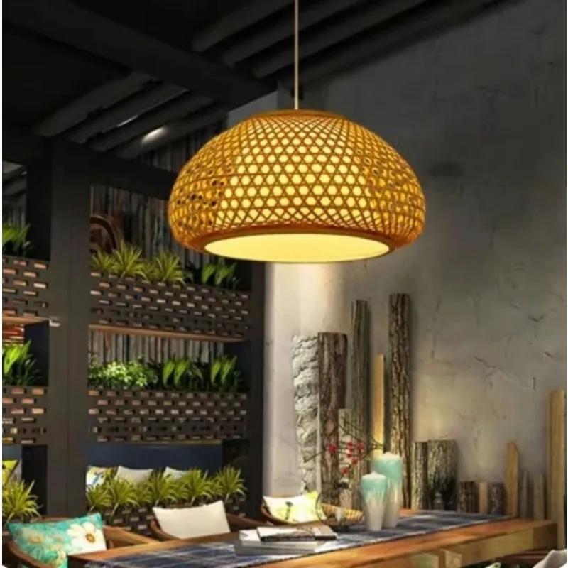 Подвесной светильник в китайском стиле из бамбука, плетеные вручную подвесные светильники из бамбука, декор для ресторана, подвесные светильники