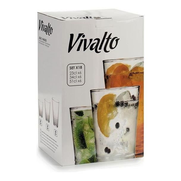 Set de Verres Vivalto (17 x 40 x 25 cm) (18 Pièces) 6 x (51 cl) / 6 x (34 cl) / 6 x (23 cl)