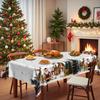 Круглая рождественская скатерть, Водонепроницаемая рождественская скатерть, Санта-Клаус, Снеговик, Олень, Снежный узор