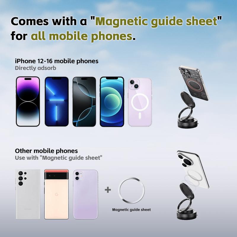 Shockproof 2nd-Generation Foldable Telescopic Magnetic Phone Stand Holder Upgraded Strong Magnetic Support Multi-Angle Adjustable Viewing Portable
