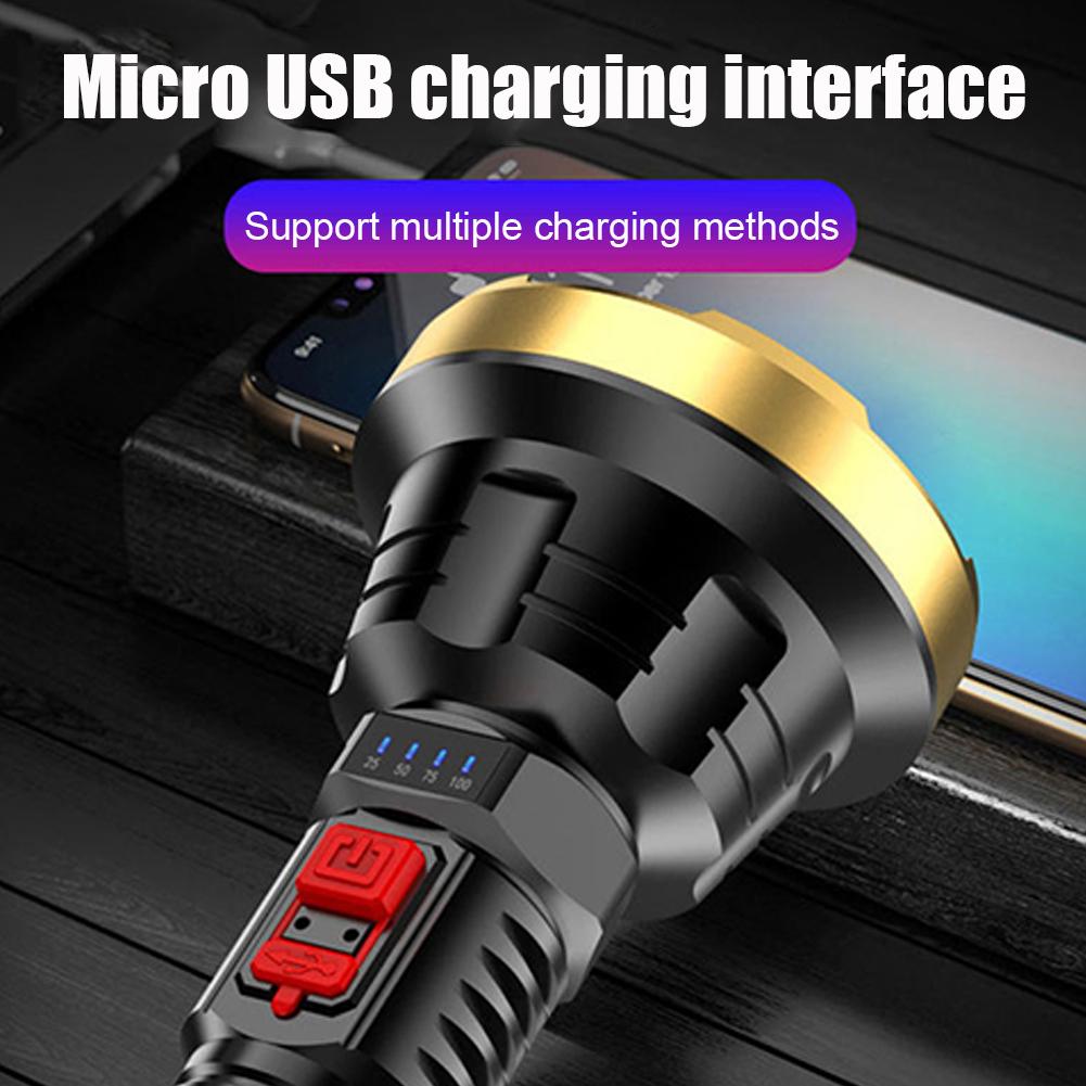 Rechargeable Super Bright Flashlight High Lumens Edc Tactical Flashlight Zoomable Portable LED Torch Power Display Work Light