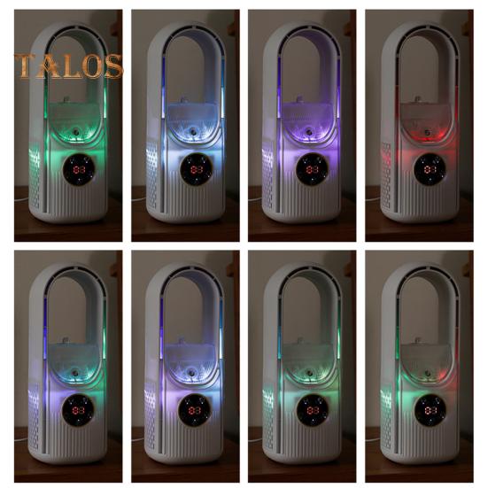 Безлопастной настольный вентилятор с 6 скоростными режимами, мощный воздушный поток, компактный дизайн, портативный перезаряжаемый, тихий охлаждающий вентилятор-распылитель