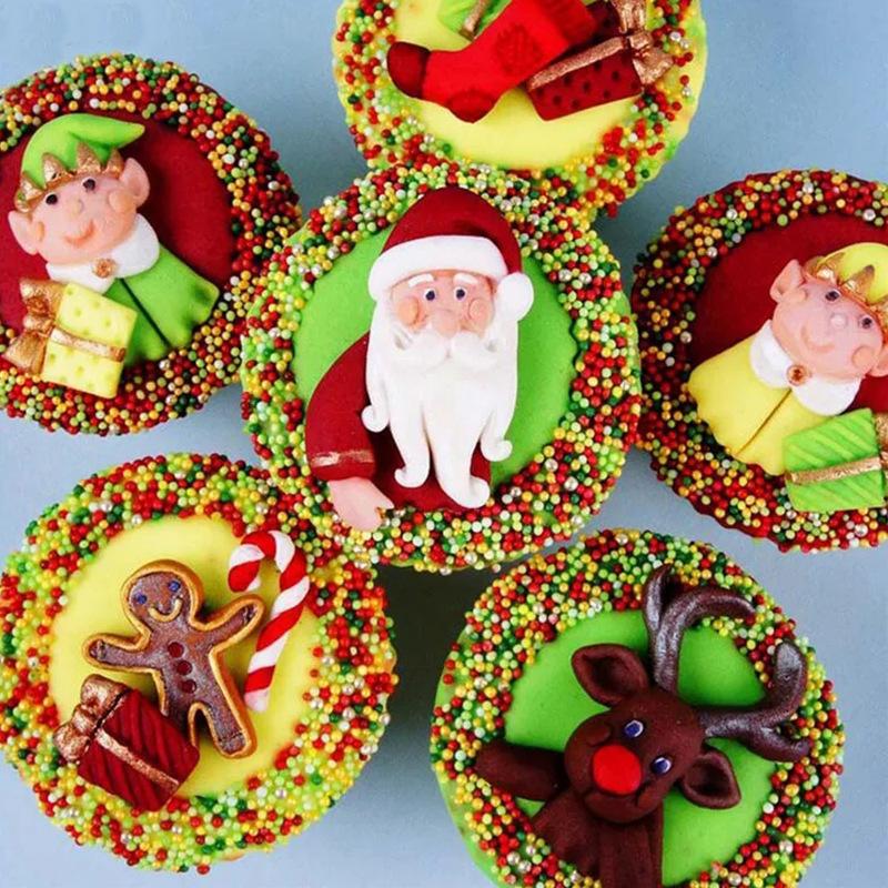 Санта-Клаус Силиконовые формы Снеговик Лось Рождественский помадный торт Украшения Конфеты Шоколад Печенье Выпечка Формы Инструменты для торта