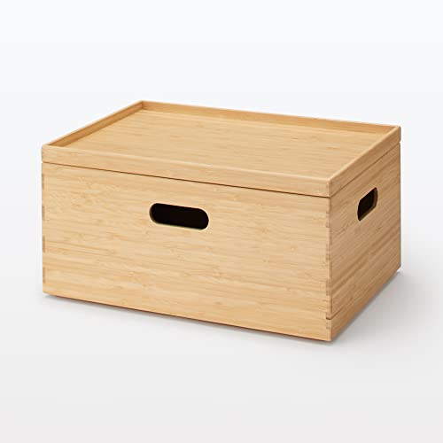 Прямоугольный бамбуковый штабелируемый ящик для хранения MUJI, Средний, 37 см Ш x 26 см Г x 16,5 см В, Артикул 12047308, Подходит для хранения одежды