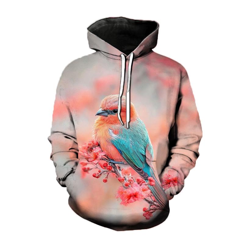 Худи с рисунком птиц Золотой щегол 3D-принт Мужская Женская Мода С длинным рукавом Толстовки с капюшоном Оверсайз Y2k Пуловер Мужская Топ Одежда