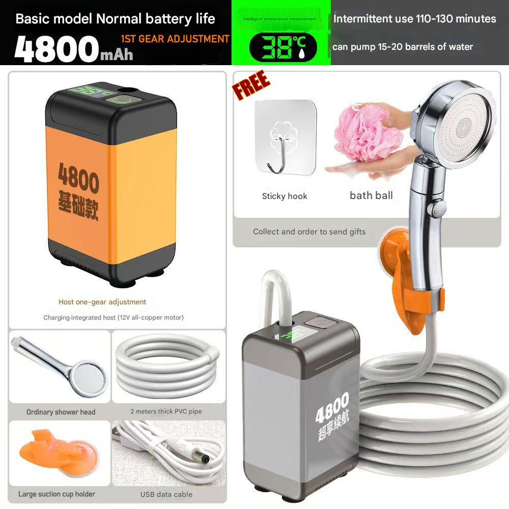 Портативный электрический насос для душа для кемпинга на открытом воздухе, перезаряжаемый через USB, 3 режима подачи воды, водонепроницаемое оборудование для душа IPX7