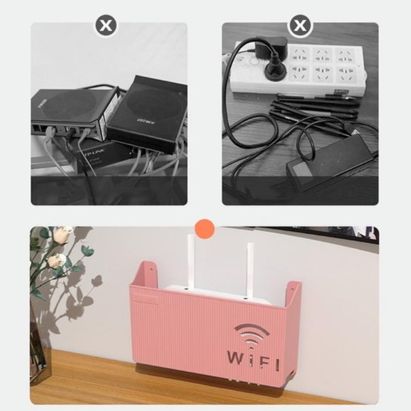 Wall Hanging Cable Power Bracket Organizer Box Wireless Wifi Router Shelf Storage Box Plastic Organizer Box Home Decor