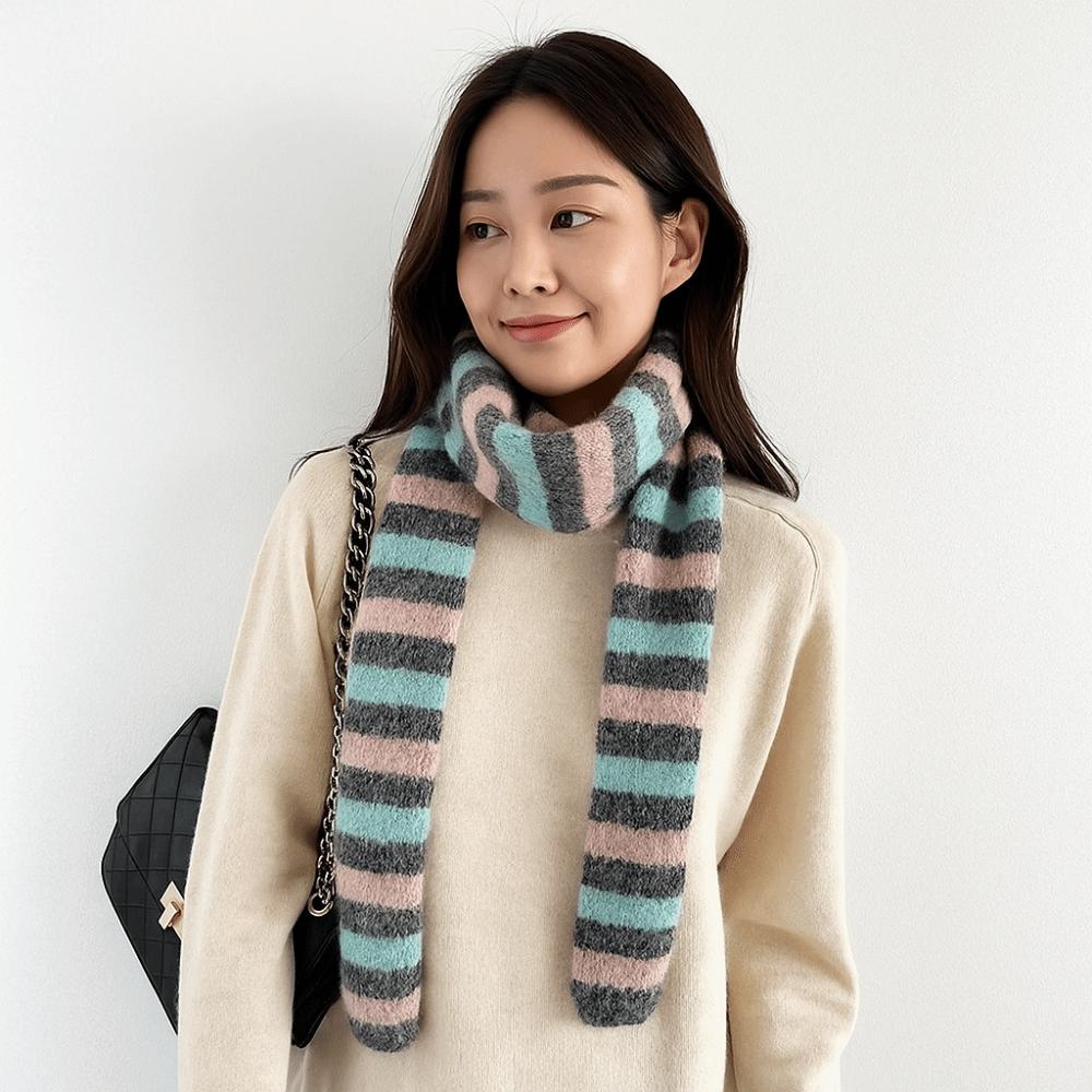 Narrow Striped Scarf Korean Style Winter Shawl Soft Cashmere Knitted Scarf Autumn Winter