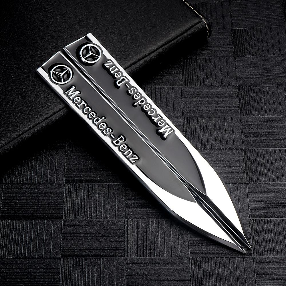 3D Metal Car Fender Side Sticker Auto Left Right Wing Decoration for Mercedes Benz AMG W213 W214 W210 GLK GLS W203 W204 W211 ee05