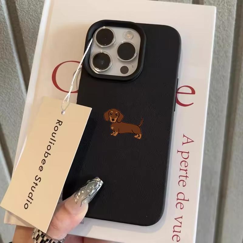 Минималистичный коричневый чехол для телефона с рисунком таксы для iPhone 17 Air 16 e 15 14 13 12 11 Pro Max Plus Mini SE Мягкий TPU чехол Funda