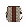 GUCCI Ophidia Vintage Logo Striped Webbing Canvas and Leather Shoulder Bag Regular Unisex Couple's Style Ebony and Brown