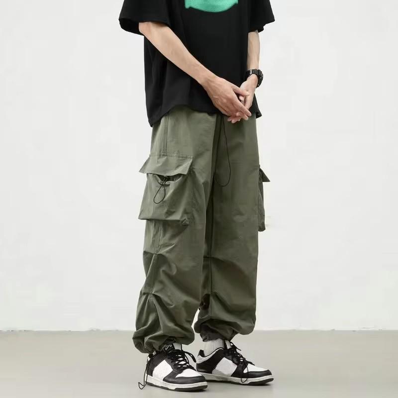 Streetwear Spring Summer Cargo Pants Men Harajuku Casual Men's Pants Elastic Waist Wide Leg Joggers