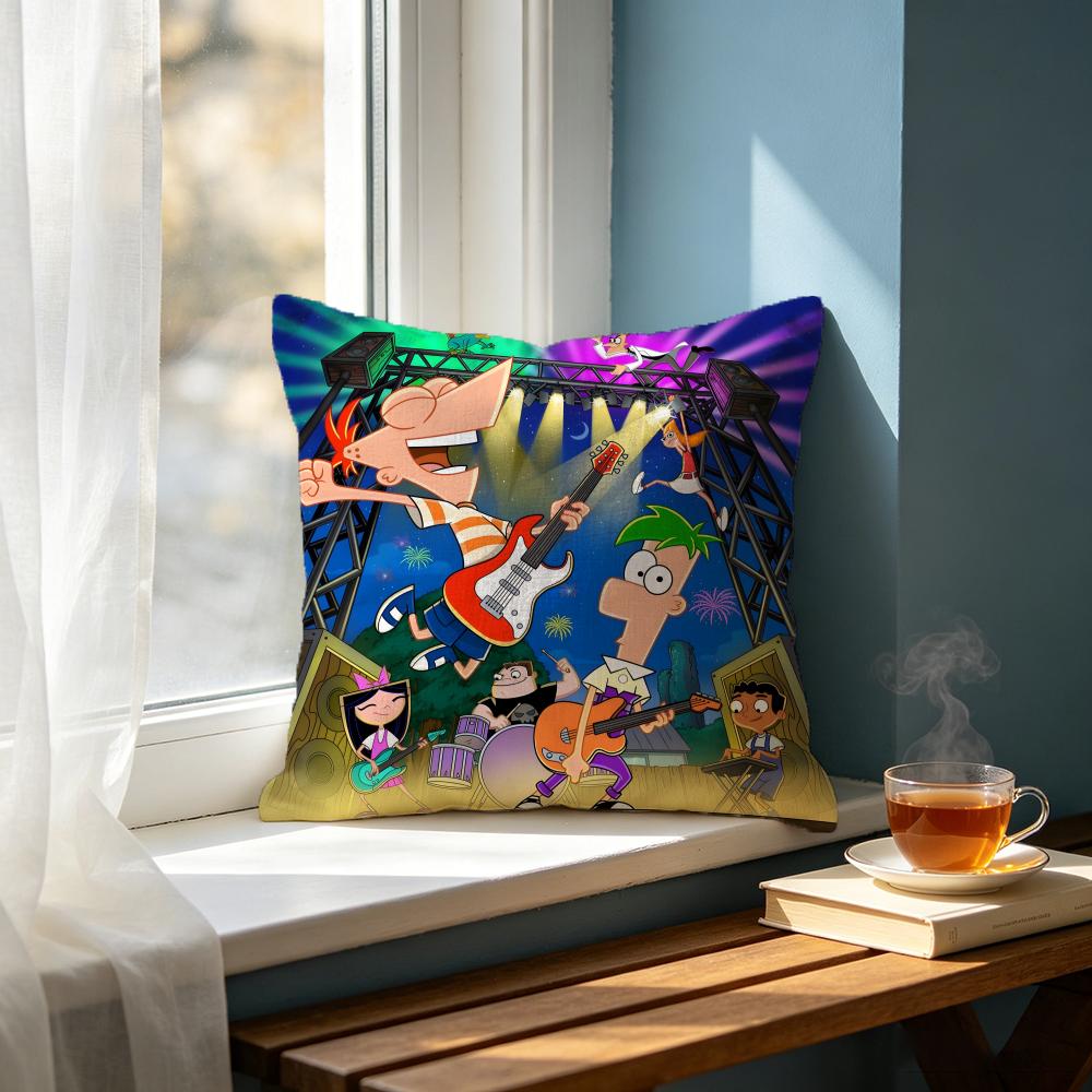 Cartoon PPhineas and Ferbing Cushion Cover Cushion Cover Set Pcs x x x Pillowcase Decorative Sofa Home Decor