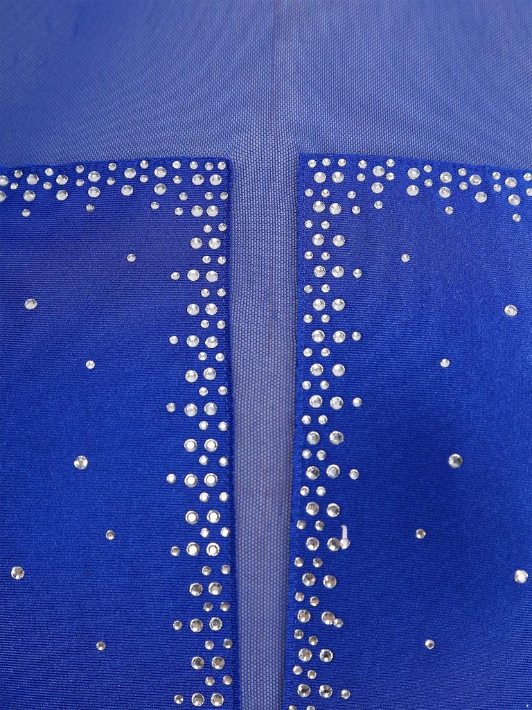 Женский лирический танцевальный костюм танцевальная одежда без рукавов открытая спина прозрачная сетка пэчворк блестящие стразы купальник платье