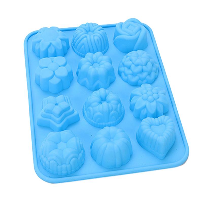 12 отверстий силиконовые формы для выпечки шоколада для духовки индивидуальные 3D мини десерт цветы сердце звезда кексы противень для выпечки кексов