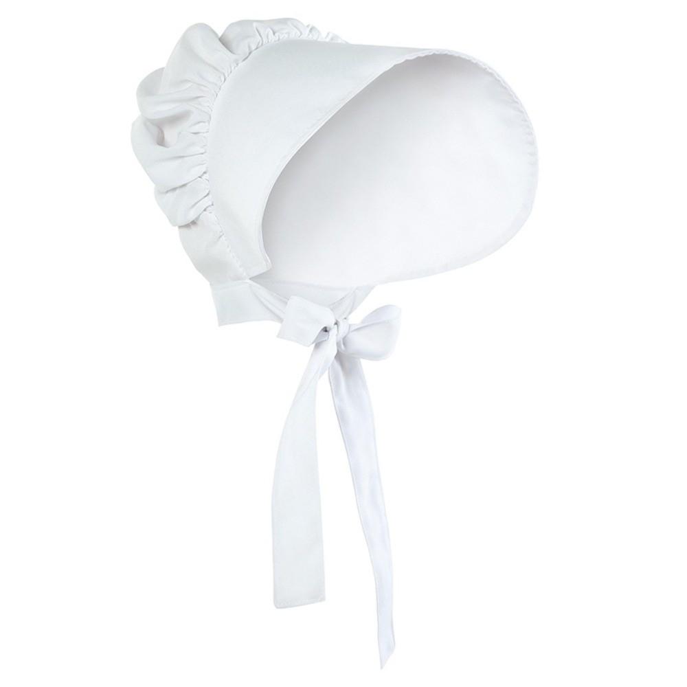Lace Trim Half Apron White Lolita Bonnet Hat Simple Maid Apron Hat Set Man Woman