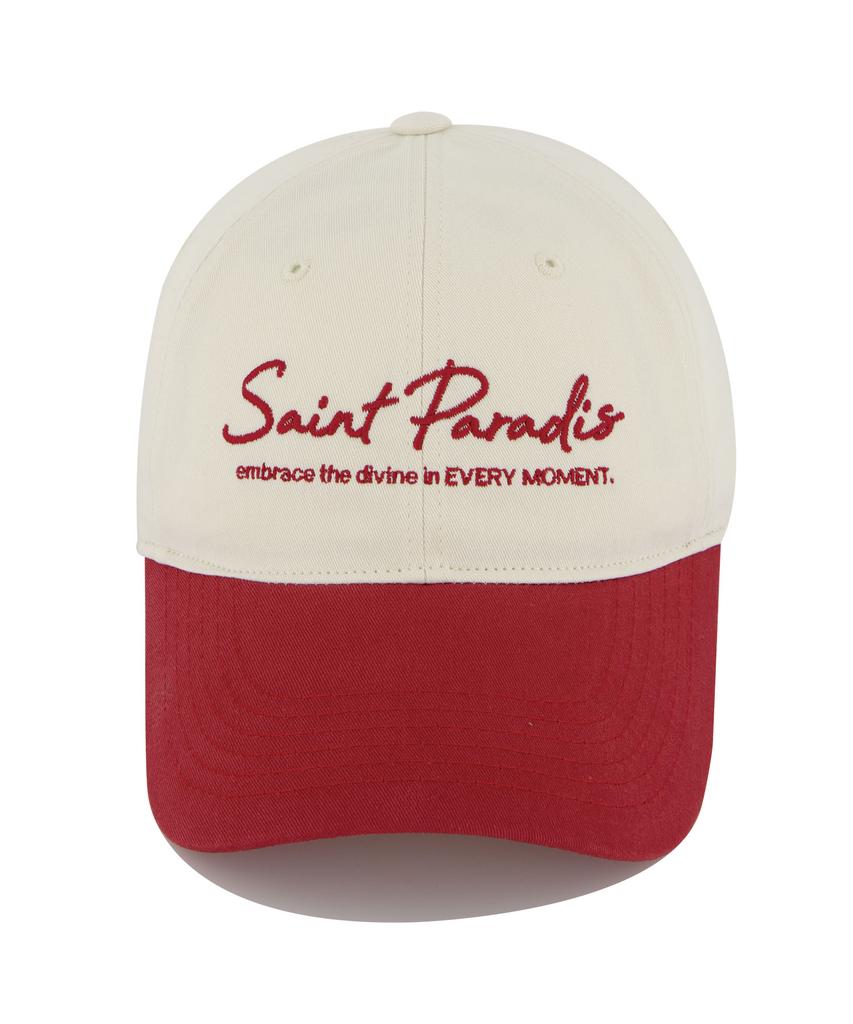 Кепка-бейсболка Hebeles Saint Paradise с вышивкой и цветовыми блоками - Красный/Кремовый