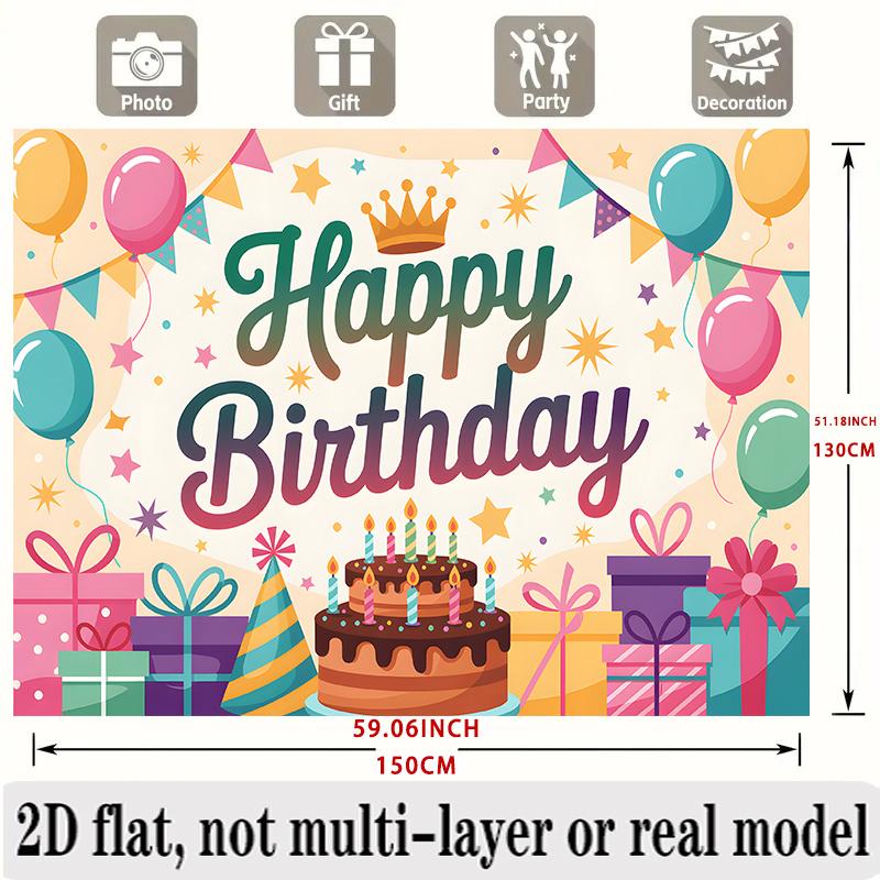 Party Backdrop Flat Text Hanging Event Photo Background Birthday Party Decor