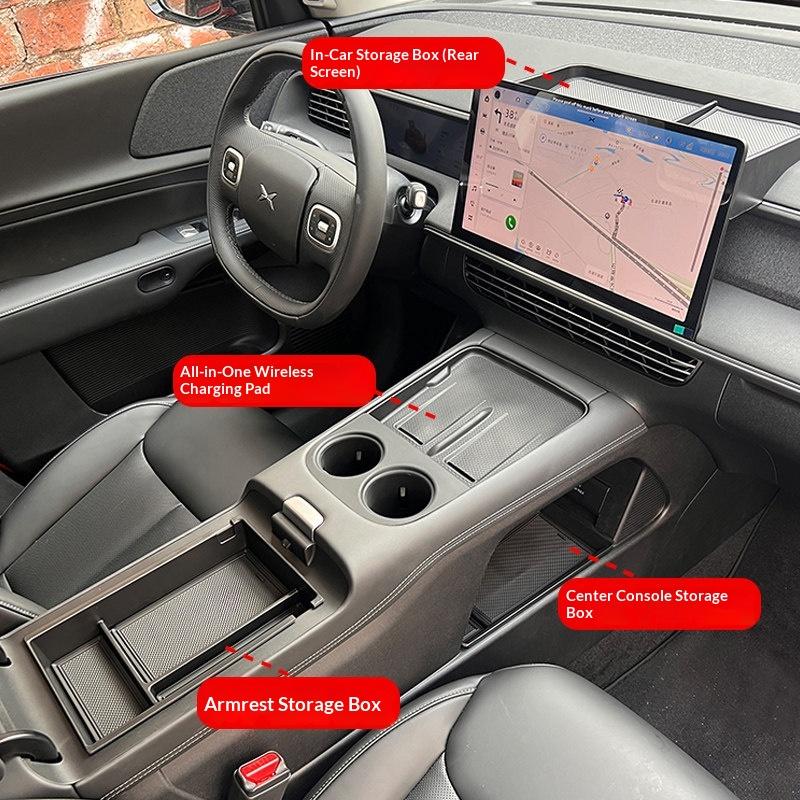Подходит для XPeng G6 2023-2025 Автомобильная центральная консоль Органайзер для хранения Подлокотник Органайзер Держатель сбоку от экрана и т.д. Интерьер