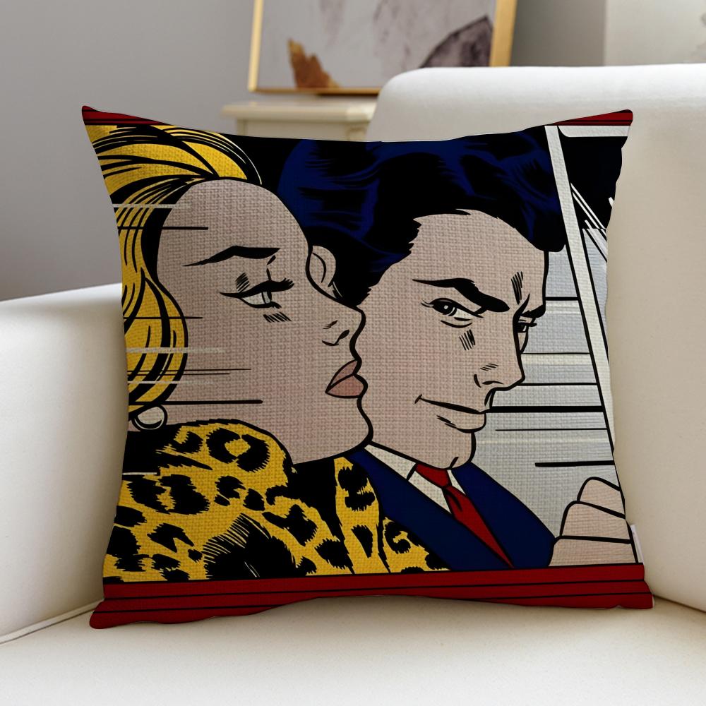 Roy Lichtenstein Womens Tears Cushion Cover Breathable and skinfriendly linen pillowcase square removable and washable cushion