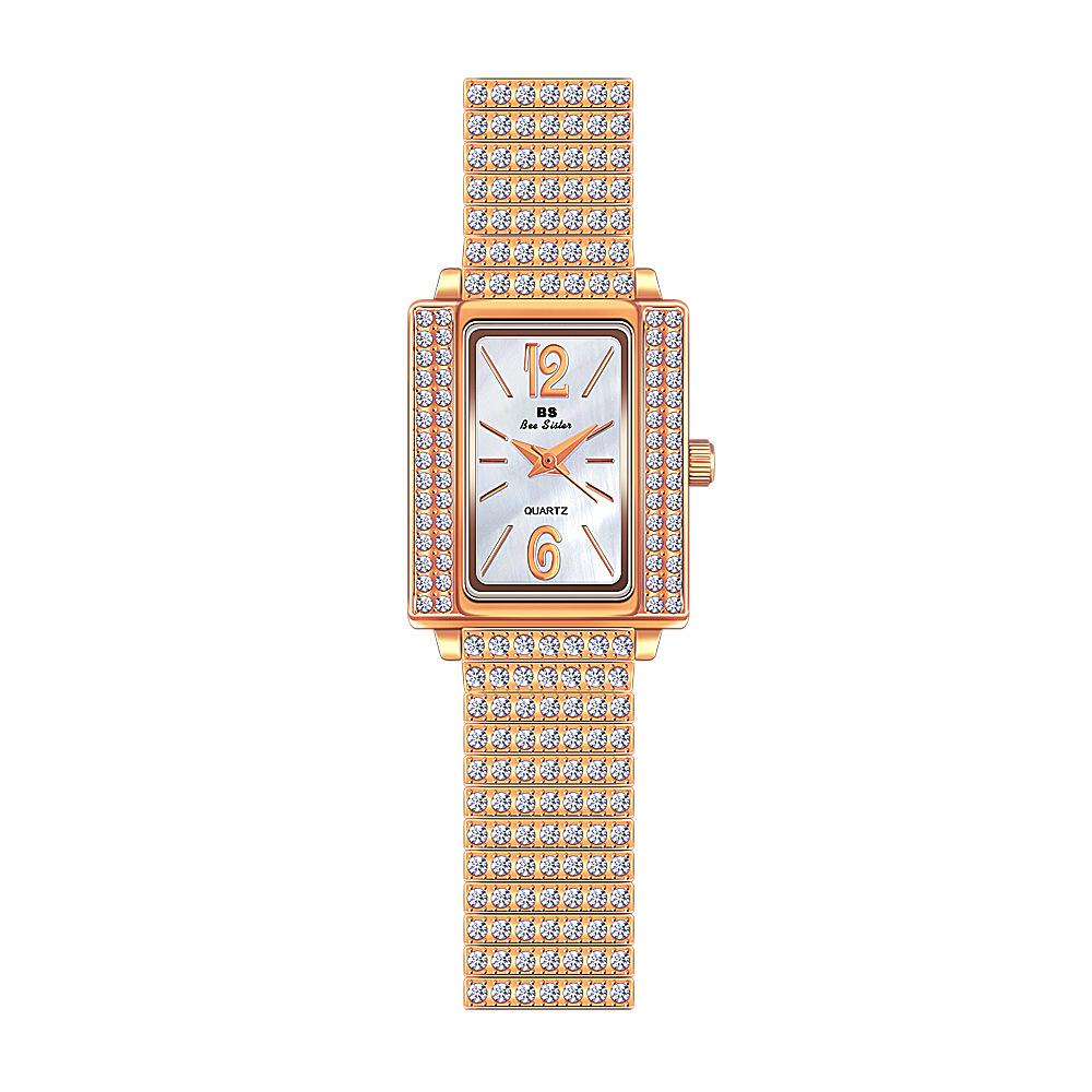 BEE SISTER BS Ladies Wrist Square Dial Watches Dress Gold Watch Women Watches Stainless Steel Silver Clock Women Femme Quartz Watches
