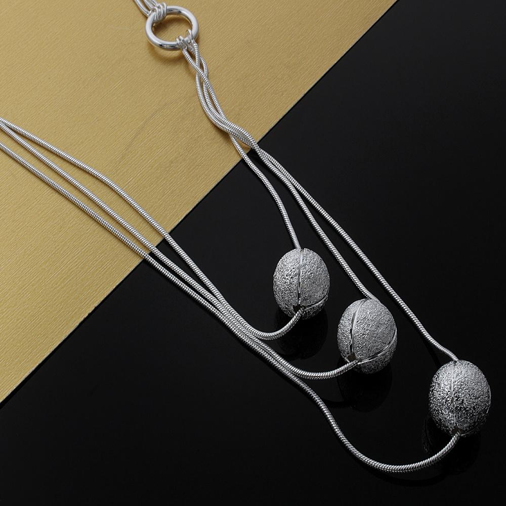Special Offer Pretty 925 Stamped Silver Frosted Beads Necklace for Women Fashion Noble Jewelry Party Wedding Christmas Gifts