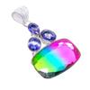 Bi-Color Tourmaline, Tanzanite 925 Sterling Silver Jewelry Pendant 2.1" AH-3271