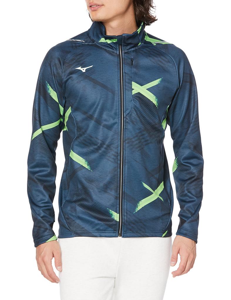 Mizuno Stretch Synergy with Sports Sea Size L Warm-Up Jacket, Design, Player-Linked Pattern, Jersey, 32MC2001, Navy,