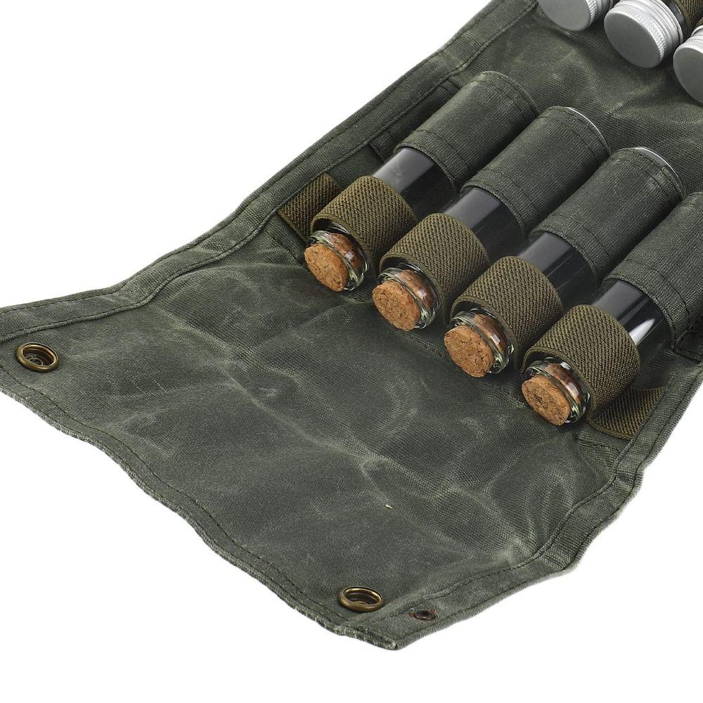 9 Pcs Multipurpose Portable Spice Bag Canvas Spice Container Travel Spice Kit Camping Cooking