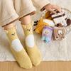 1 Pair Sleeping Socks Cartoon Animal Design Thickened Coral Velvet Warm Winter Socks Mid-Tube Non-Slip Indoor Winter Socks