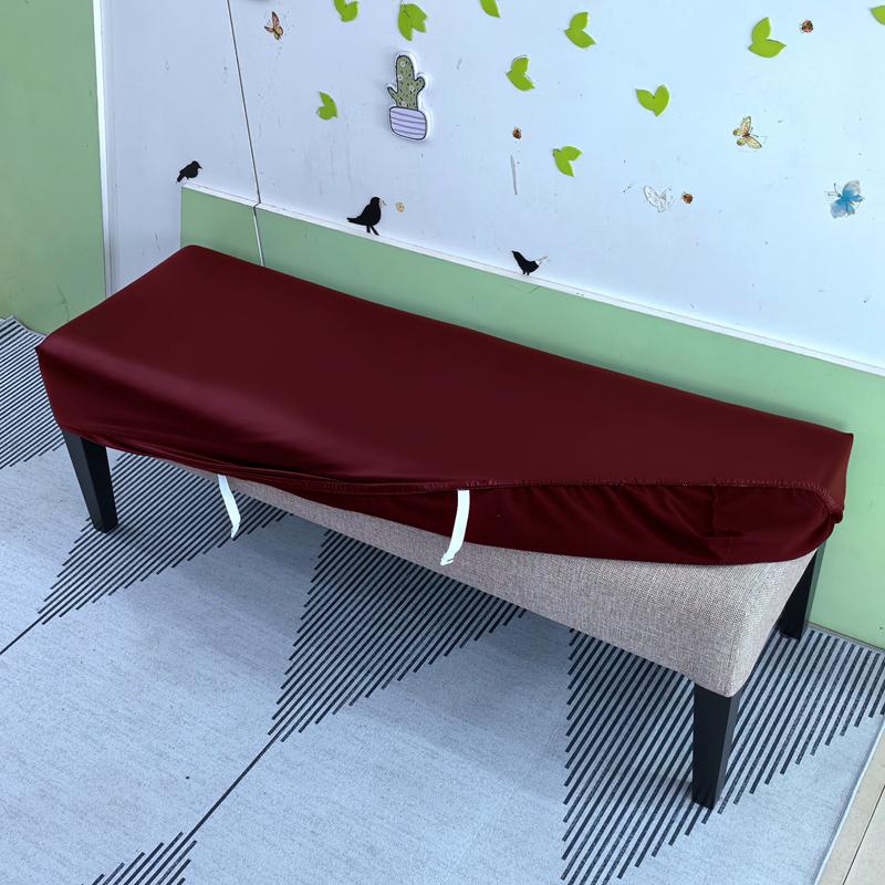 Waterproof PU Leather Stretch Bench Cover Removable Washable Dining Room Living Room Seat Protector Slipcover