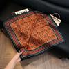 71Cm New Chinese Simulation Silk Square Scarf Soft and Skin-friendly Ink Flower Rhyme Printing Silk Scarf Neck Sunscreen Small Scarf