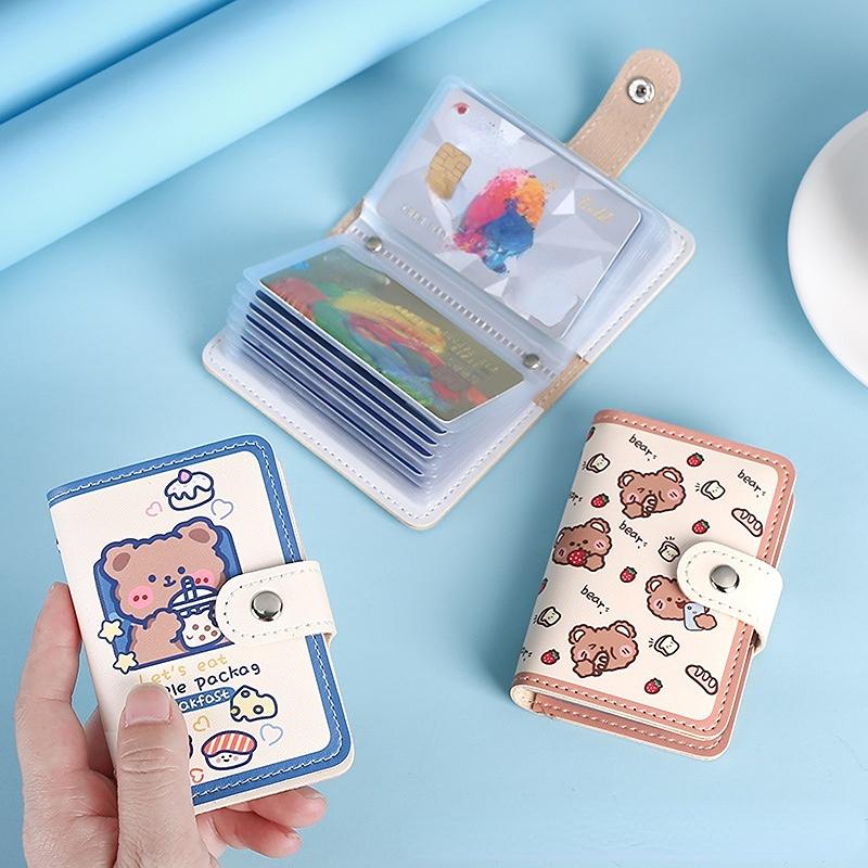 Милый мультяшный женский держатель для ID-карты и кредитной карты, сумка из ПУ кожи, женский дорожный держатель для ID-карты, банковской кредитной карты, на застежке, кошелек для визиток, сумки KTB