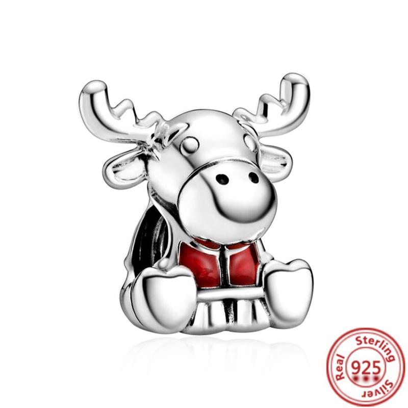 Новый Рождественский подарок 925 серебро Санта-Клаус дерево олень снеговик бусина подходит оригинальные подвески браслет Diy женские украшения 