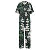 Women's Christmas Print Pajama Set Women's Short Sleeve Long Pants Two-piece Set Button-up Home Clothes