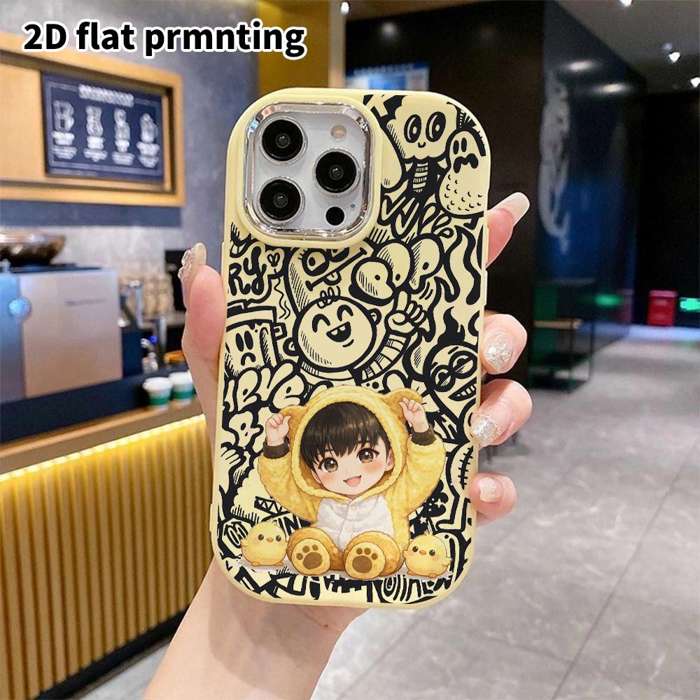 Чехол для телефона: 2D плоский дизайн, подходящий для защитного чехла iPhone 18 17 16 15 14 13 Pro, стиль для пары, милый мальчик, рождественский и хэллоуинский подарок