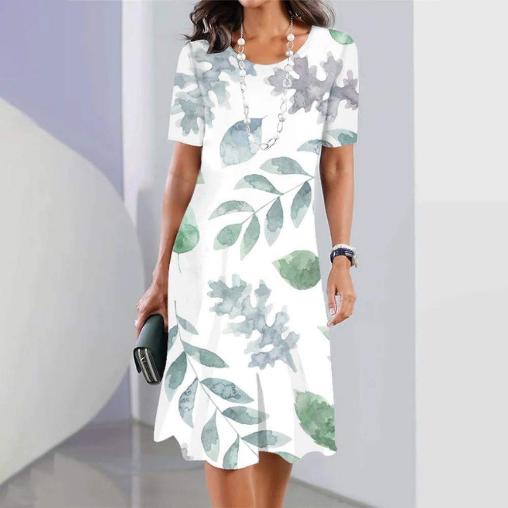 Новое платье модное женское летнее белое 3D-принт с круглым вырезом и коротким рукавом сарафаны повседневные платья свободные макси-платья