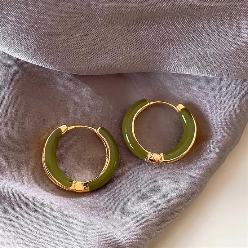 1 пара корейских элегантных металлических сережек-колец в форме капли масла, винтажная круглая пряжка для ушей для женщин, классические украшения для ушей, подарки на вечеринку