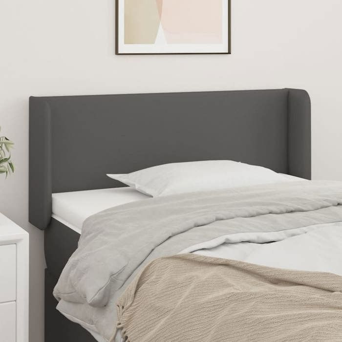 Tête de lit - MAISON EXCLUSIVE - Tête de lit avec oreilles - Similicuir gris - Hauteur réglable - Pieds en bois