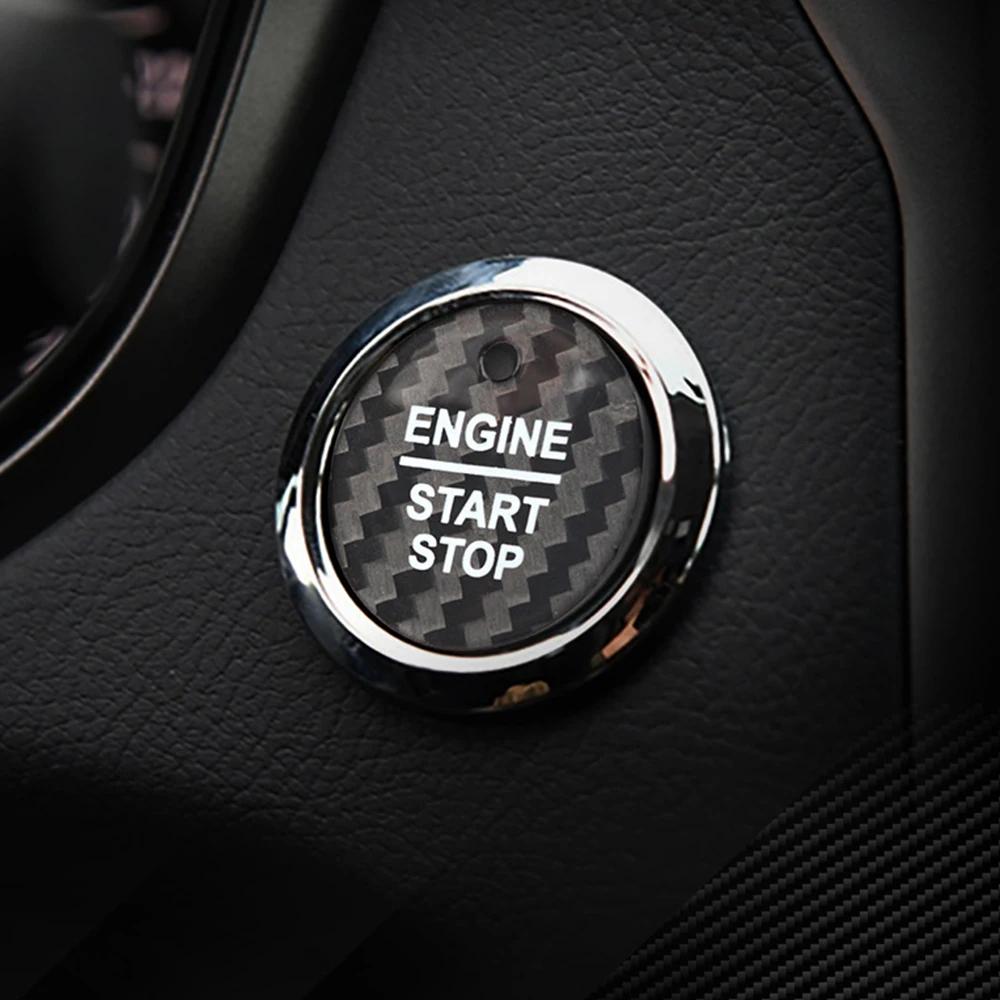 Real Carbon Fiber Cover For Ford Focus Ranger mondeo F150 Escape EVOS Edge Taurus Car Engine Start Stop Button Sticker Interior