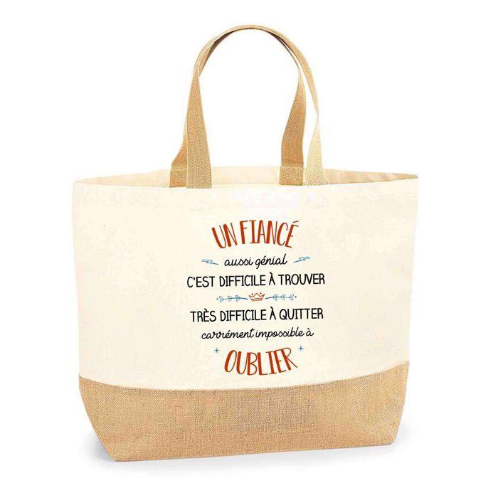 Sac en jute - PLANETEE - "Un Fiancé aussi génial" - Personnalisé - Jute naturel - Fabriqué en France