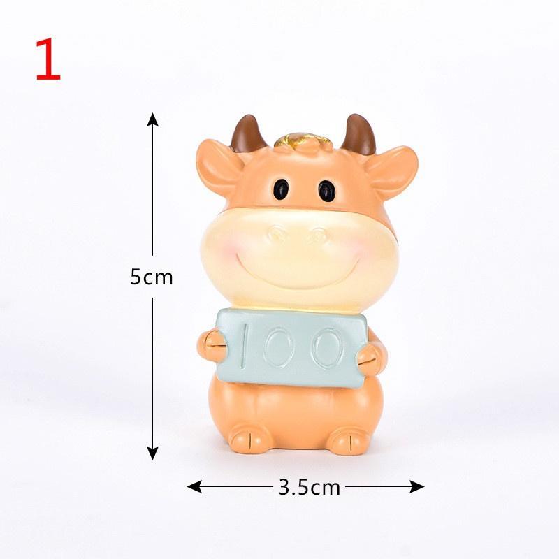 Micro Cattle Family Figurine Resin Ornaments Miniature Model Mini Animal Statue Bonsai Decoration Garden Home Decor