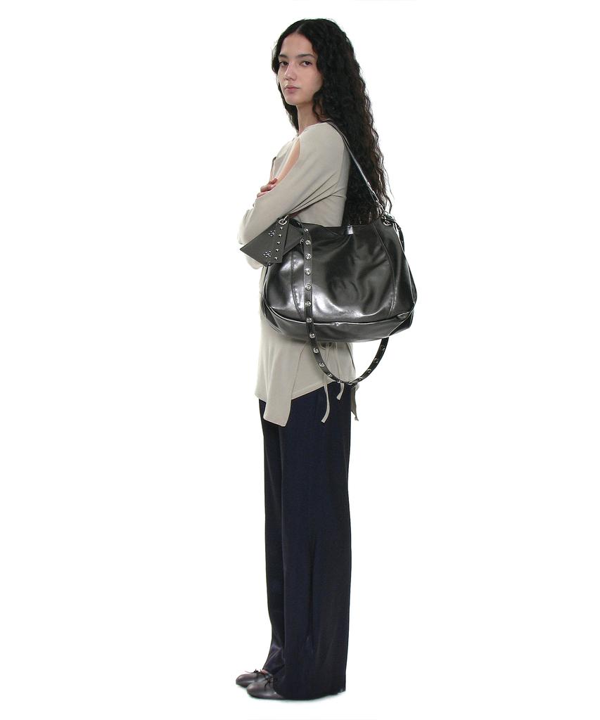 PARTIMENTO WOMEN Multiway Cutout Wrap Jersey Top_Mint Grey